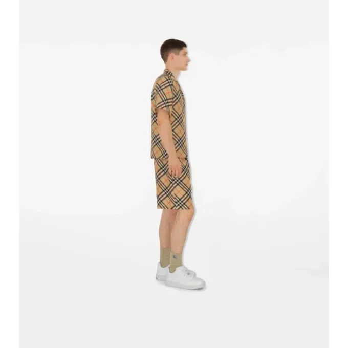 Oversized hedvábná košile s kostkovaným vzorem