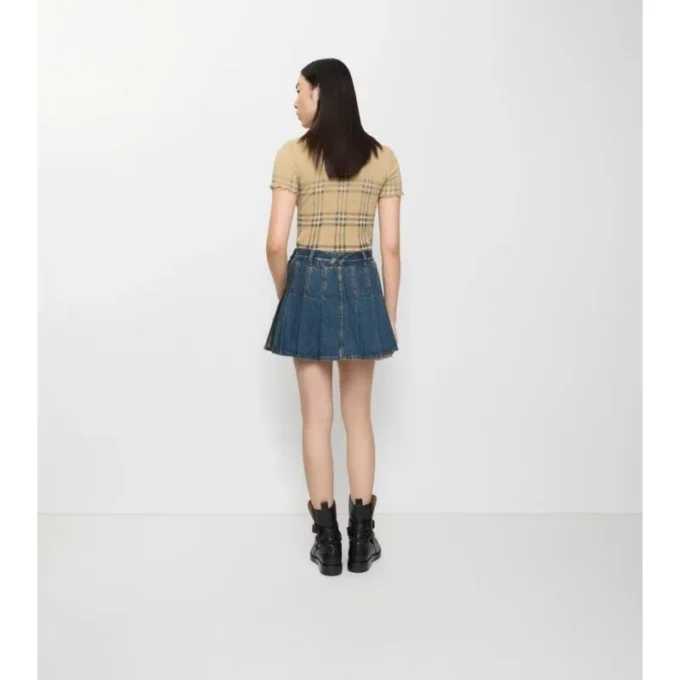 Plisovaná Denim minisukně Plisovaná Denim minisukně