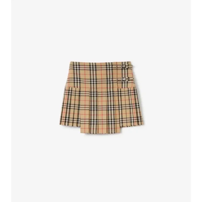 Plisovaný vlněný mini kilt s kostkovaným vzorem Plisovaný vlněný mini kilt s kostkovaným vzorem