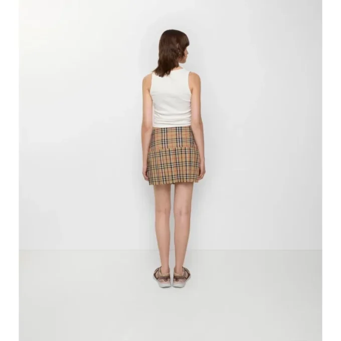 Plisovaný vlněný mini kilt s kostkovaným vzorem Plisovaný vlněný mini kilt s kostkovaným vzorem