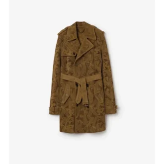 Polodlouhý Trench Coat Lawshall z semišové kůže s paisley vzorem