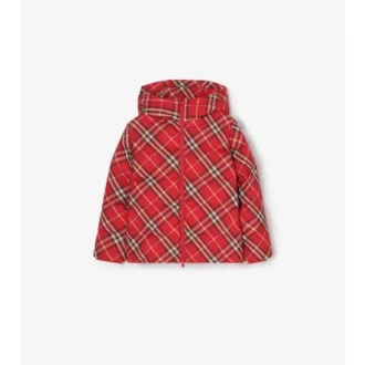 Pufferový kabát s kapucí a vzorem Burberry Pufferový kabát s kapucí a vzorem Burberry
