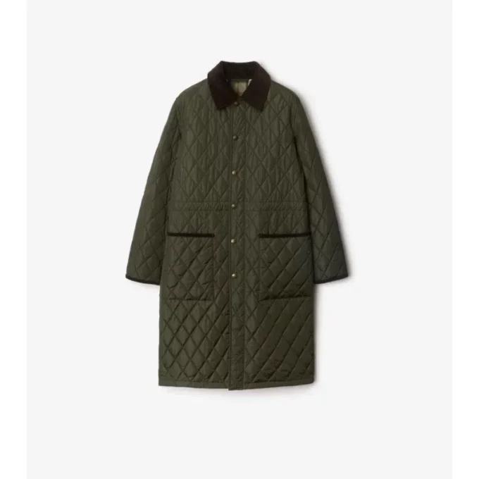 Středně dlouhý prošívaný nylonový Car Coat Středně dlouhý prošívaný nylonový Car Coat