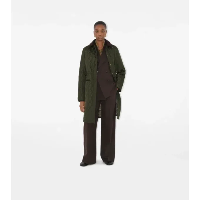 Středně dlouhý prošívaný nylonový Car Coat Středně dlouhý prošívaný nylonový Car Coat