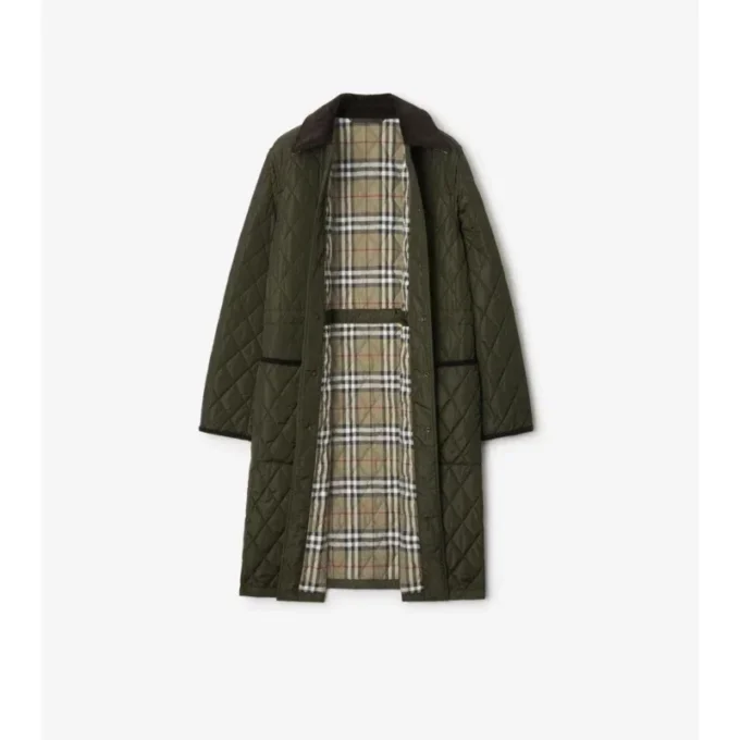 Středně dlouhý prošívaný nylonový Car Coat Středně dlouhý prošívaný nylonový Car Coat