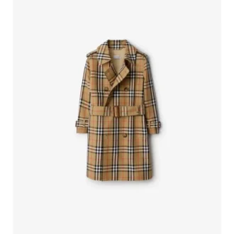 Trench Coat z bavlněného kepru s kostkovaným vzorem Trench Coat z bavlněného kepru s kostkovaným vzorem