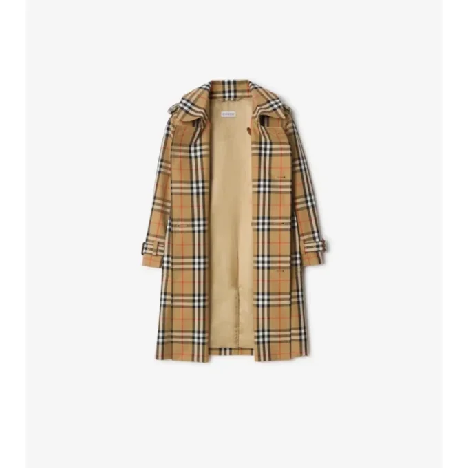 Trench Coat z bavlněného kepru s kostkovaným vzorem Trench Coat z bavlněného kepru s kostkovaným vzorem