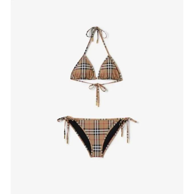 Triangulární bikiny s kostkovaným vzorem Triangulární bikiny s kostkovaným vzorem
