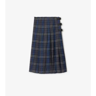 Vlněný midi kilt s kostkovaným vzorem