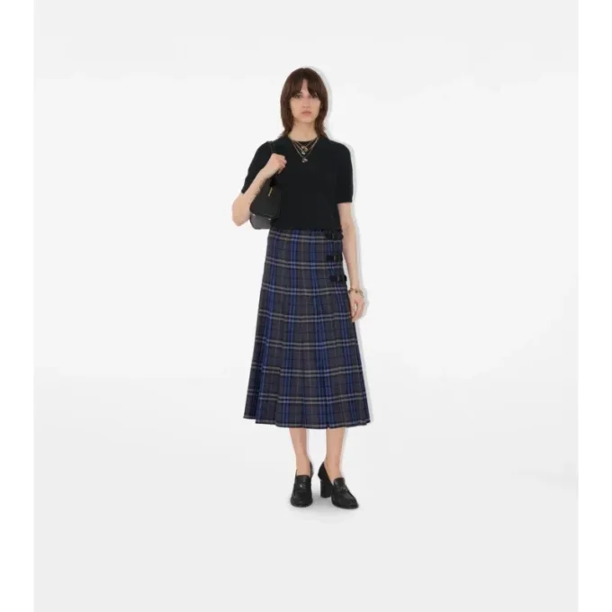 Vlněný midi kilt s kostkovaným vzorem Vlněný midi kilt s kostkovaným vzorem